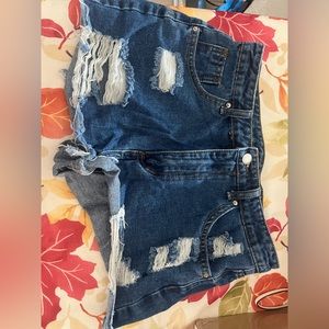 Shein ripped high waist shorts dark wash